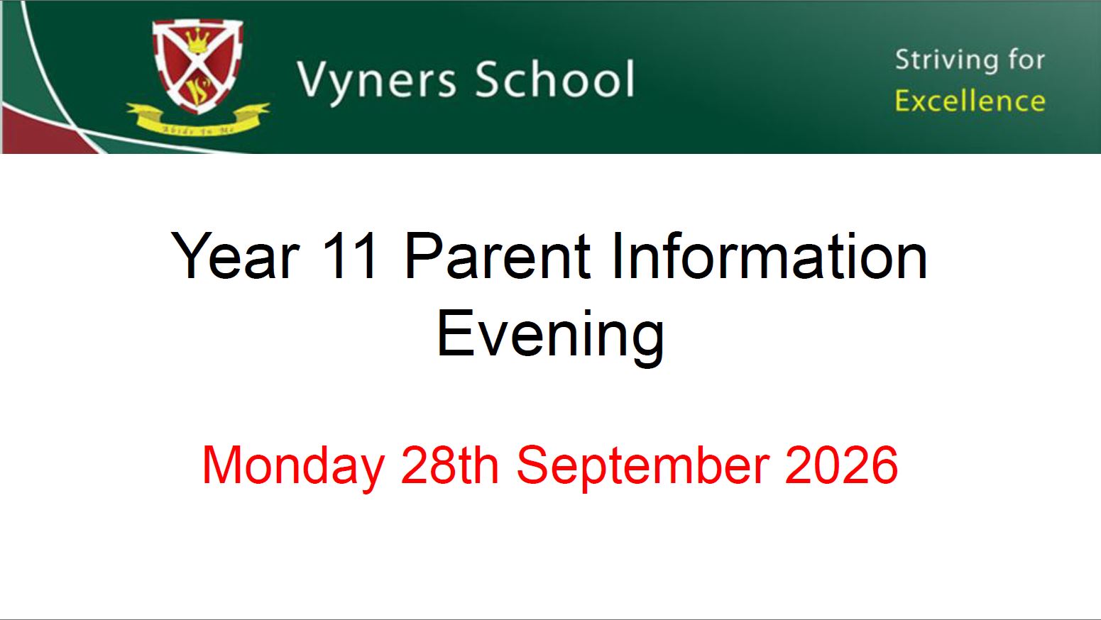 Click here to download the Year 11 Parent Information Evening presentation
